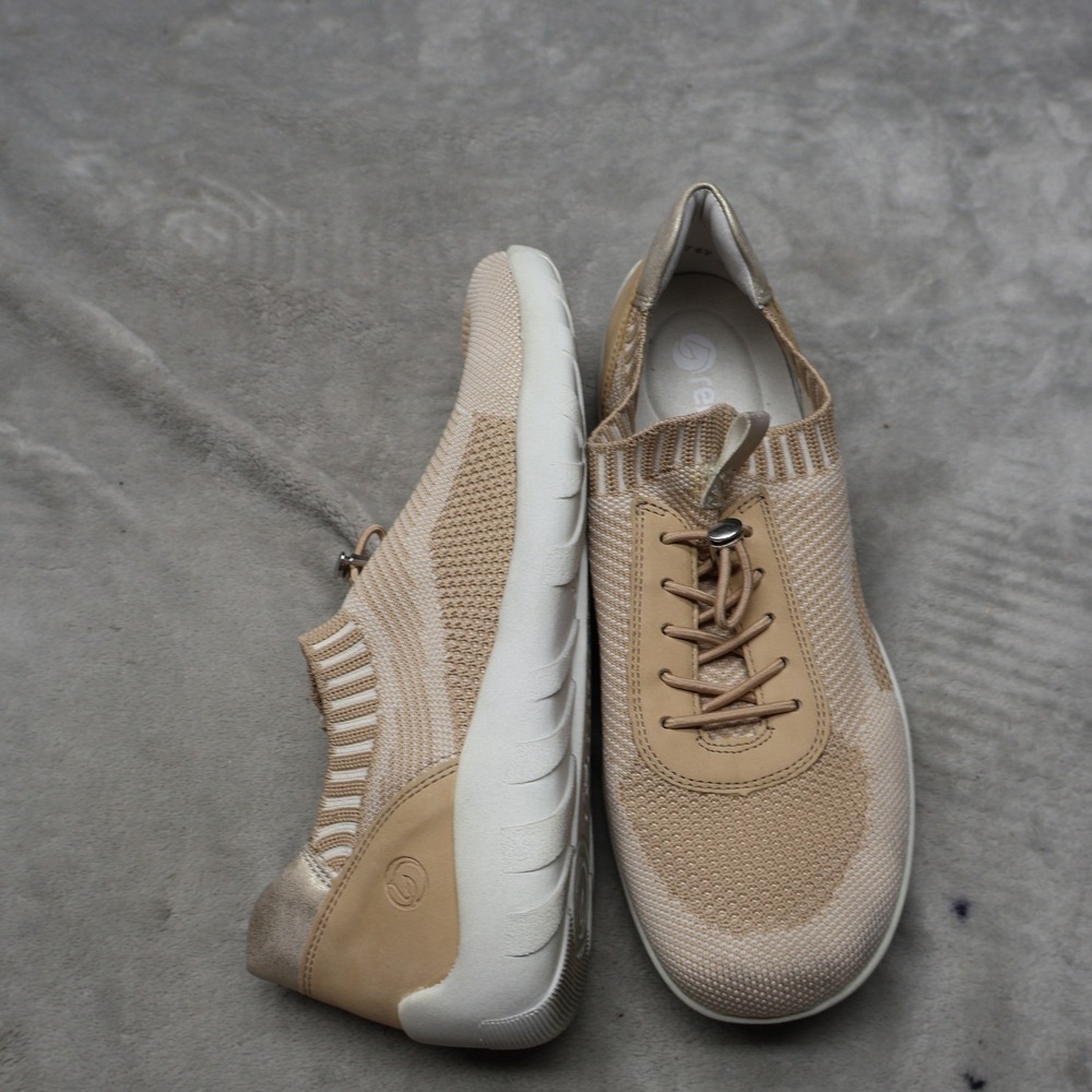 Remonte Womens 8 Sneakers Beige Knit Slip On Bungee Lace Comfort Casual EU39